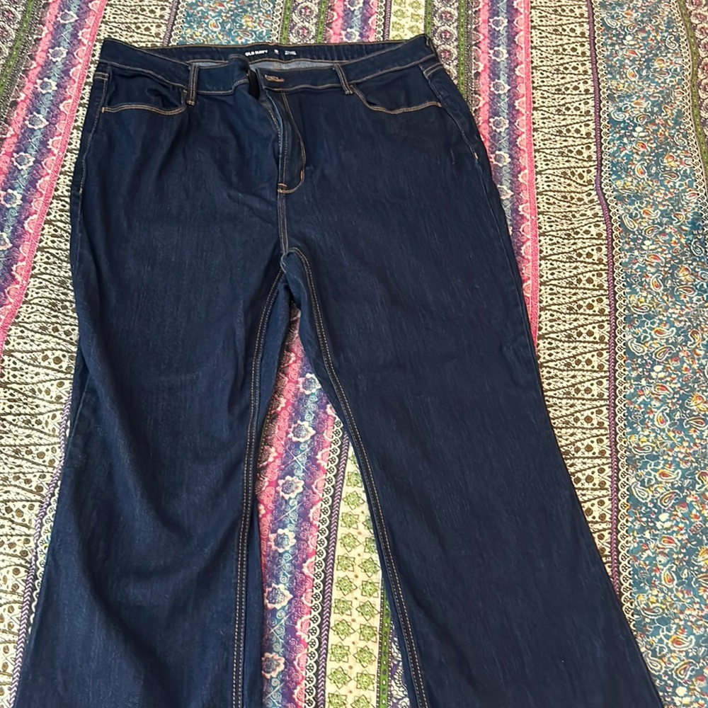 18tall Old Navy high waisted flare jeans.